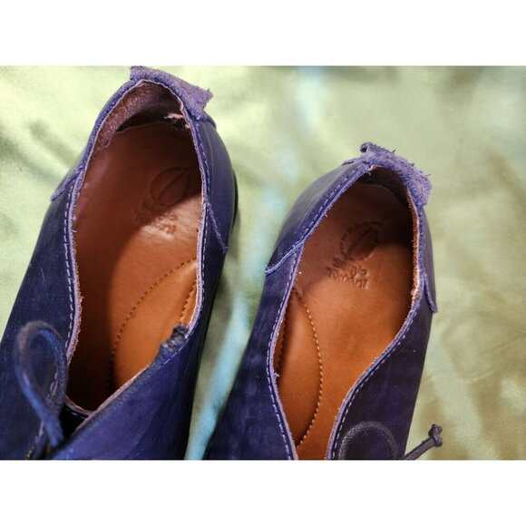 SERGIO TOMANI Smoky Blue Leather Lace Up Shoes Rubber Soles Sz 6-6.5 Columbia - Picture 8 of 9